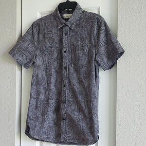 Hawker Rye Slim Stretch Gray Print Short Sleeve Button Down Shirt Men's Size M